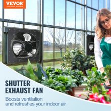 VEVOR Shutter Exhaust Fan, 16'' with Temperature Humidity Controller,  EC-motor, 2650 CFM, 10-Speed Adjustable Wall Mount Attic Fan, Ventilation and Cooling for Greenhouses, Garages, Sheds, ETL Listed
