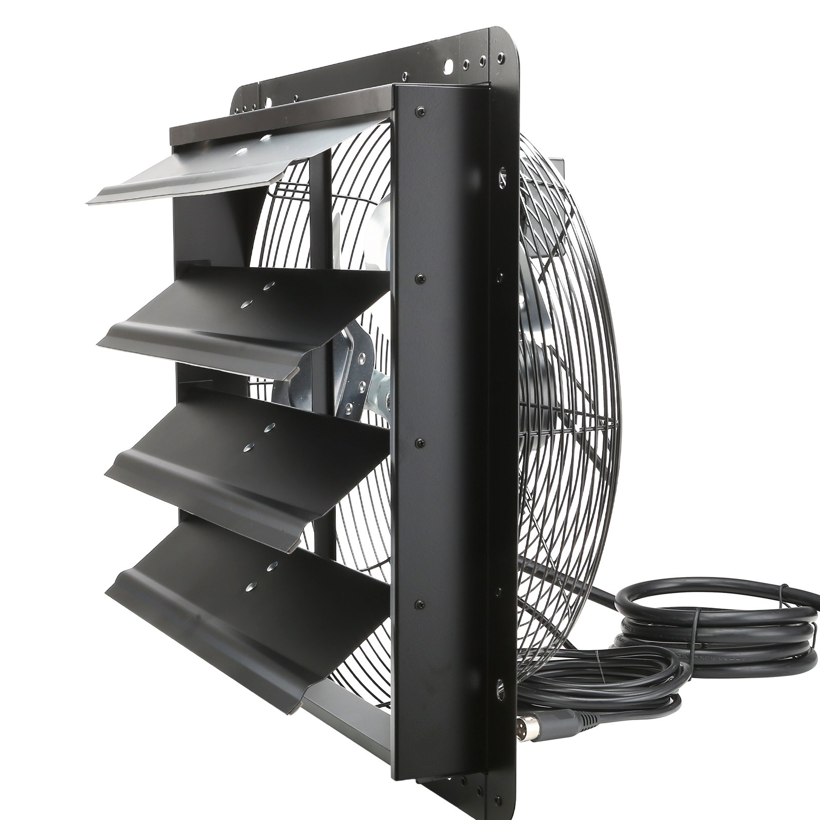 VEVOR Shutter Exhaust Fan, 406 mm with Temperature Humidity Controller, EC-motor, 1747 CFM, Variable Speed Adjustable Wall Mount Attic Fan, Ventilation and Cooling for Greenhouses, Garages, Sheds