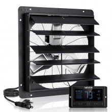 VEVOR 24 inch Shutter Exhaust Fan, Wall Mounted Attic Vent Fan with Smart Programming Variable Speed Temperature Control, 2900 CFM,EC Motor,Timer, for Shed,Garage,Greenhouse Ventilation Cooling,Black