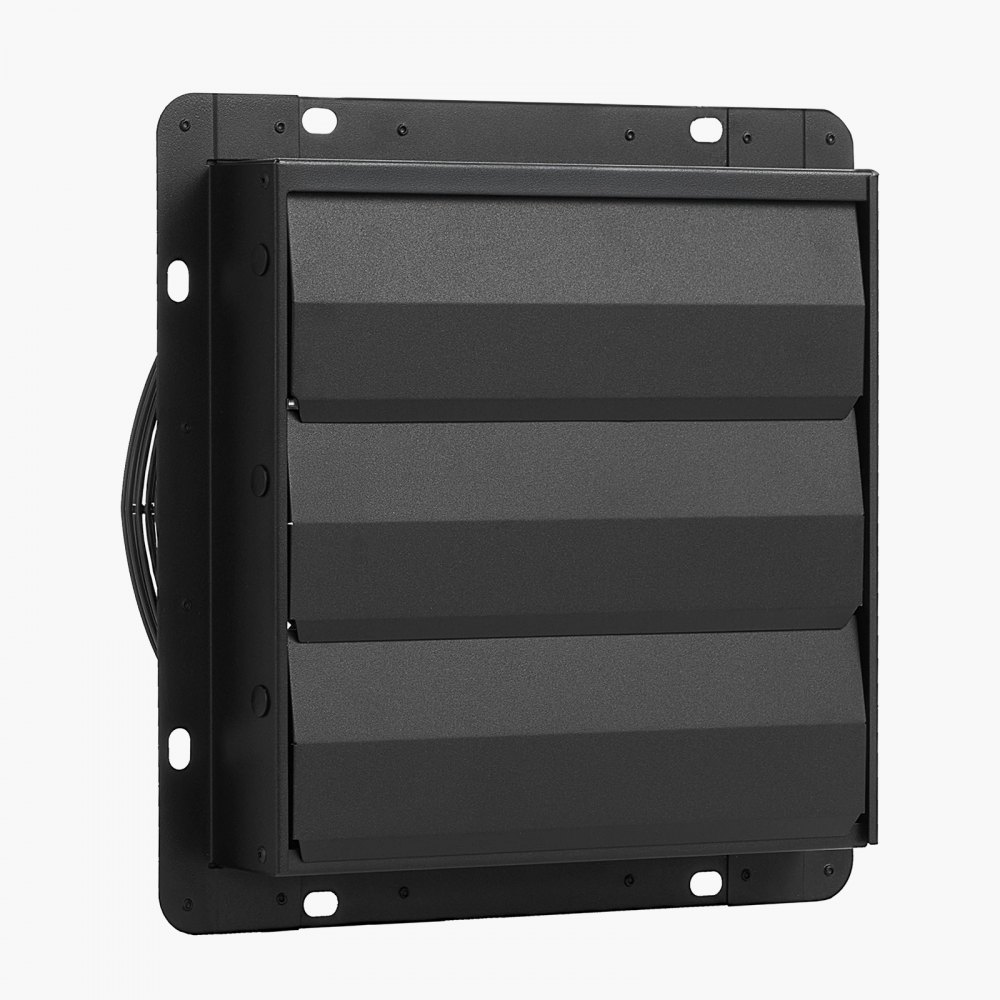 VEVOR 12 inch Shutter Exhaust Fan, Wall Mounted Attic Vent Fan with Smart Programming Variable Speed Temperature Control, 1500 CFM,EC Motor,Timer, for Shed,Garage,Greenhouse Ventilation Cooling,Black