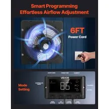 VEVOR 12 in Shutter Exhaust Fan with Smart Programming Controller Wall Mount