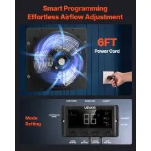 VEVOR 10 in Shutter Exhaust Fan with Smart Programming Controller Wall Mount