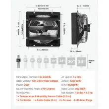 VEVOR 10 in Shutter Exhaust Fan with Smart Programming Controller Wall Mount