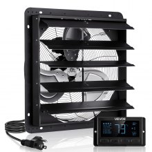 VEVOR 20 inch Shutter Exhaust Fan, Wall Mounted Attic Vent Fan with Smart Programming Variable Speed Temperature Control, 4800 CFM,EC Motor,Timer, for Shed,Garage,Greenhouse Ventilation Cooling,Black