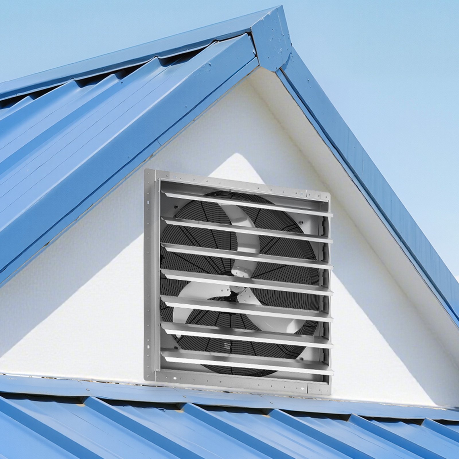 VEVOR 36 Inch Shutter Exhaust Fan Wall Mounted Automatic Louvers Silver, Sturdy Steel Housing, Low Noise, AC Motor, 9761 CFM Ventilation and Cooling for Attic, Garage, Barn, Greenhouse, Workshop