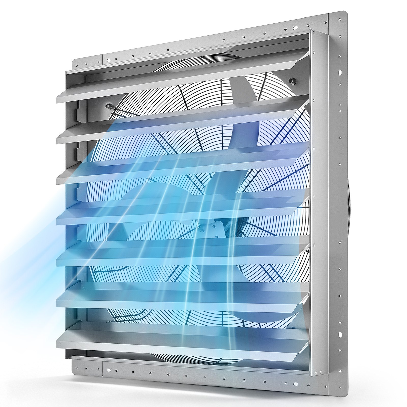 VEVOR 36 Inch Shutter Exhaust Fan Wall Mounted Automatic Louvers Silver, Sturdy Steel Housing, Low Noise, AC Motor, 9761 CFM Ventilation and Cooling for Attic, Garage, Barn, Greenhouse, Workshop