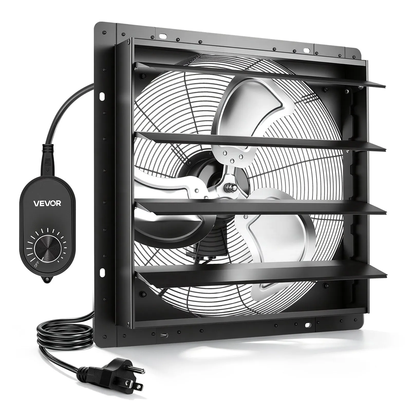 VEVOR 20 in Shutter Exhaust Fan Wall-Mount Automatic Louvers Variable Speed, Sturdy Steel Housing, Low Noise, AC Motor, 4499 CFM Ventilation and Cooling for Attic, Garage, Barn, Greenhouse, Workshop