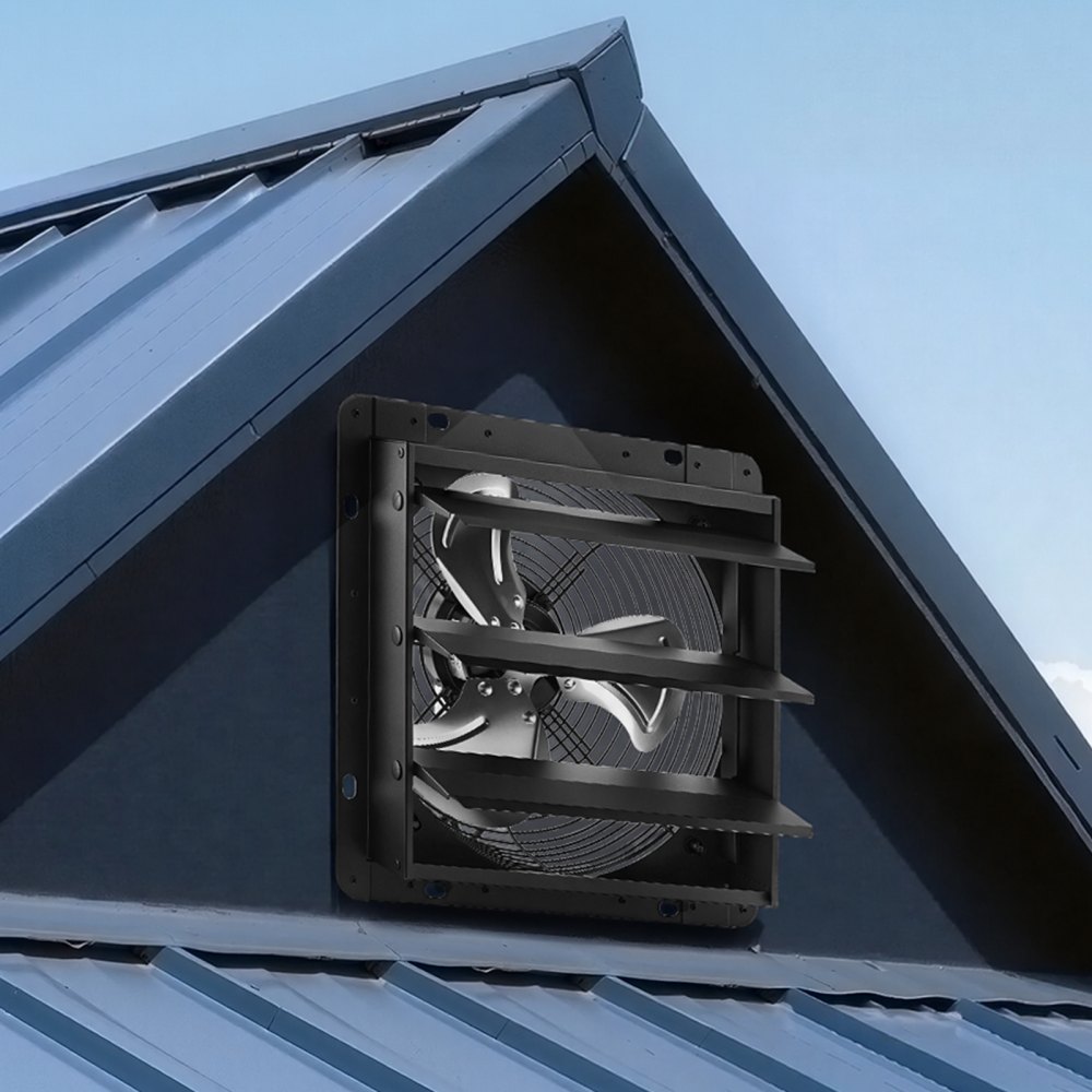 VEVOR 12 in Shutter Exhaust Fan Wall-Mount Automatic Louvers Variable Speed, Sturdy Steel Housing, Low Noise, AC Motor, 1347 CFM Ventilation and Cooling for Attic, Garage, Barn, Greenhouse, Workshop
