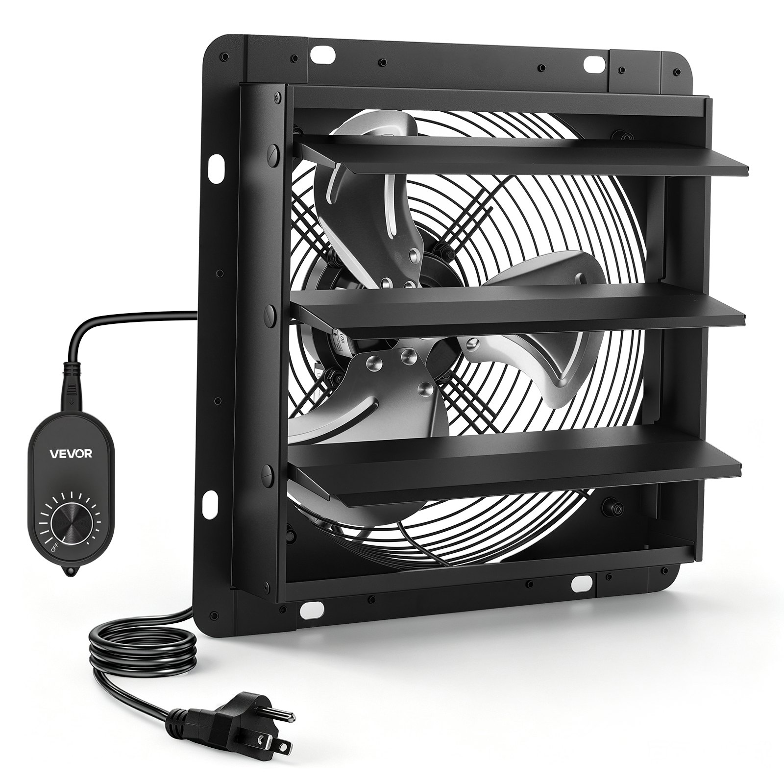 VEVOR 12 in Shutter Exhaust Fan Wall-Mount Automatic Louvers Variable Speed, Sturdy Steel Housing, Low Noise, AC Motor, 1347 CFM Ventilation and Cooling for Attic, Garage, Barn, Greenhouse, Workshop