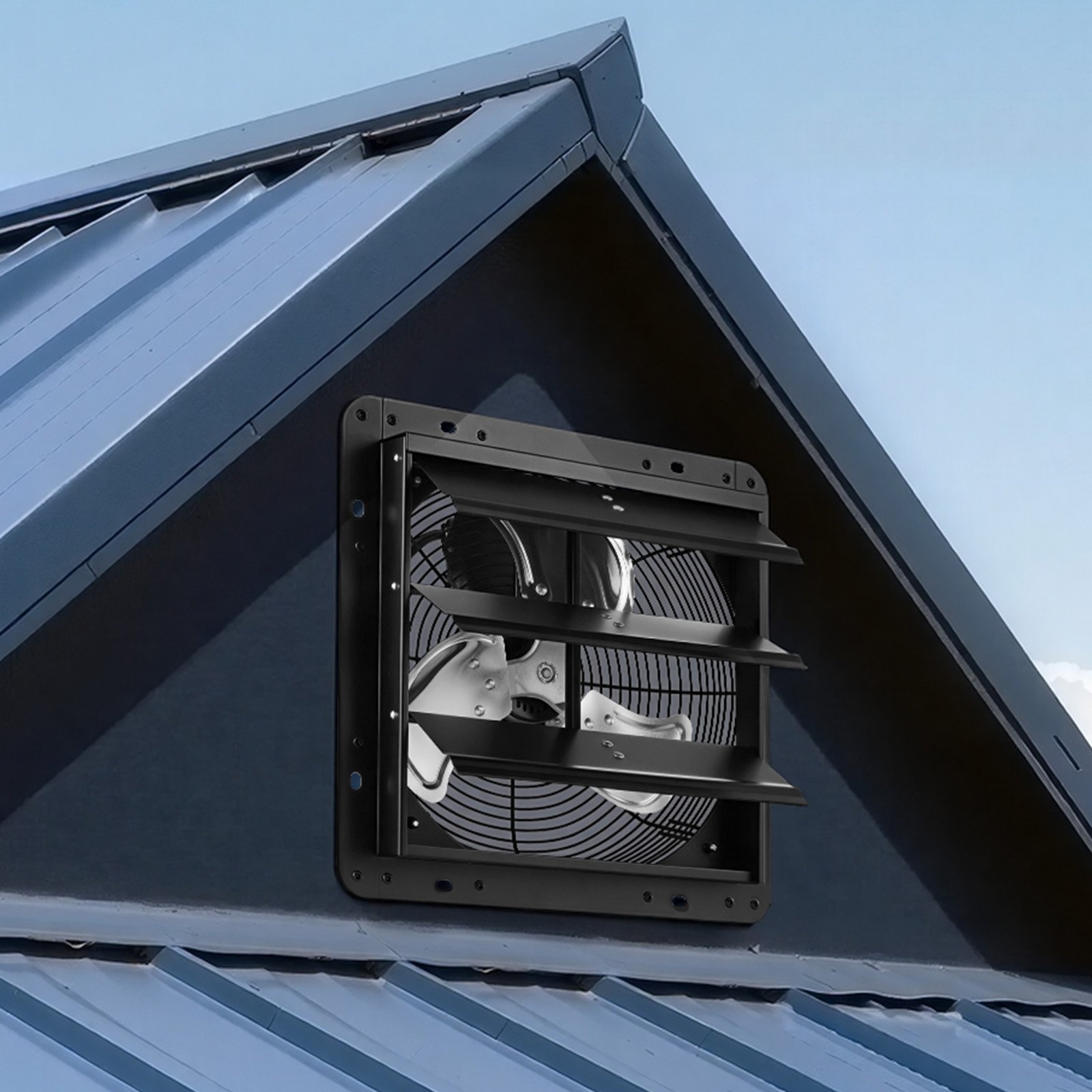VEVOR 12 inch Shutter Exhaust Fan Wall-Mount Variable Speed Temperature, Automatic Louvers Sturdy Steel Housing, Low Noise, Ventilation and Cooling for Attic, Garage, Barn, Greenhouse, Workshop