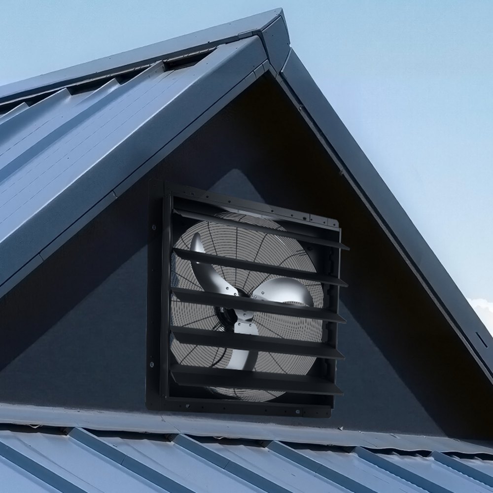 VEVOR 24 in Shutter Exhaust Fan Wall-Mount Automatic Louvers Variable Speed, Sturdy Steel Housing, Low Noise, AC Motor, 7030 CFM Ventilation and Cooling for Attic, Garage, Barn, Greenhouse, Workshop
