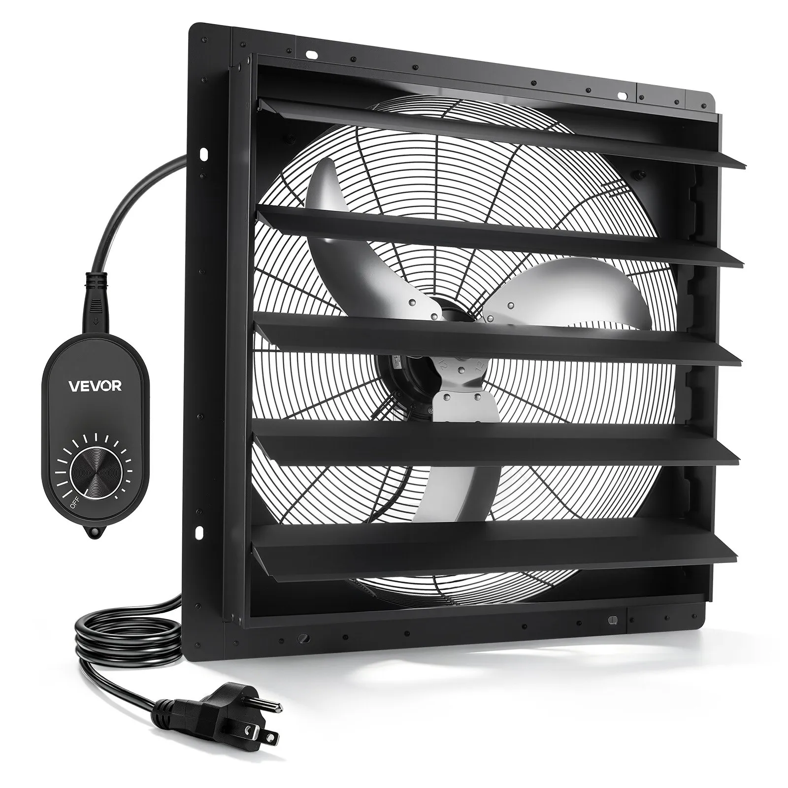 VEVOR 24 in Shutter Exhaust Fan Wall-Mount Automatic Louvers Variable Speed, Sturdy Steel Housing, Low Noise, AC Motor, 7030 CFM Ventilation and Cooling for Attic, Garage, Barn, Greenhouse, Workshop
