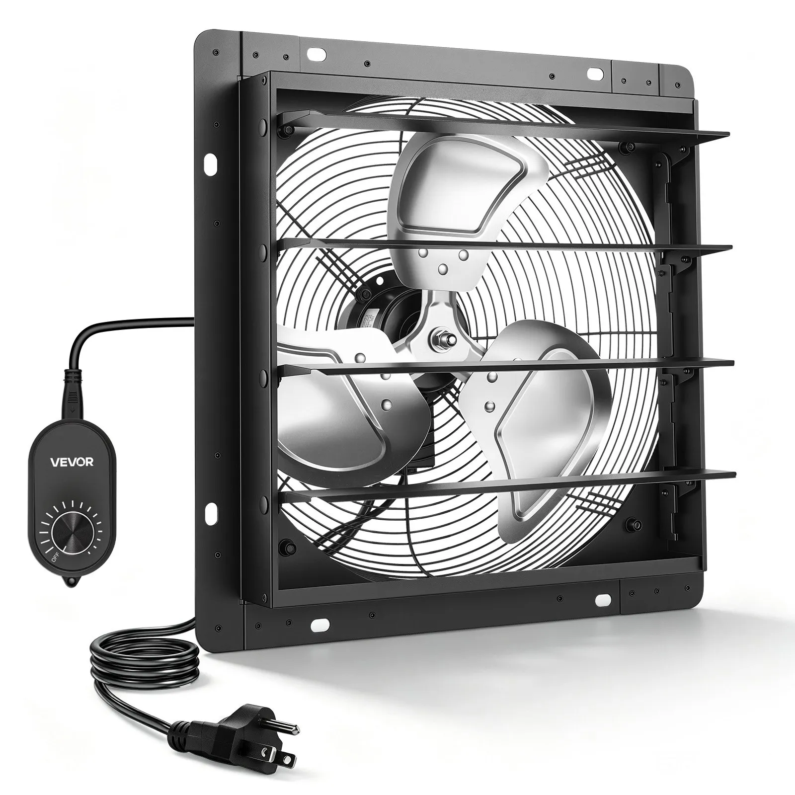 VEVOR 14 in Shutter Exhaust Fan Wall-Mount Automatic Louvers Variable Speed, Sturdy Steel Housing, Low Noise, AC Motor, 1802 CFM Ventilation and Cooling for Attic, Garage, Barn, Greenhouse, Workshop