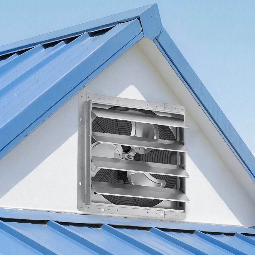 VEVOR 20 Inch Shutter Exhaust Fan Wall Mounted Automatic Louvers Silver, Sturdy Steel Housing, Low Noise, AC Motor, 4499 CFM Ventilation and Cooling for Attic, Garage, Barn, Greenhouse, Workshop