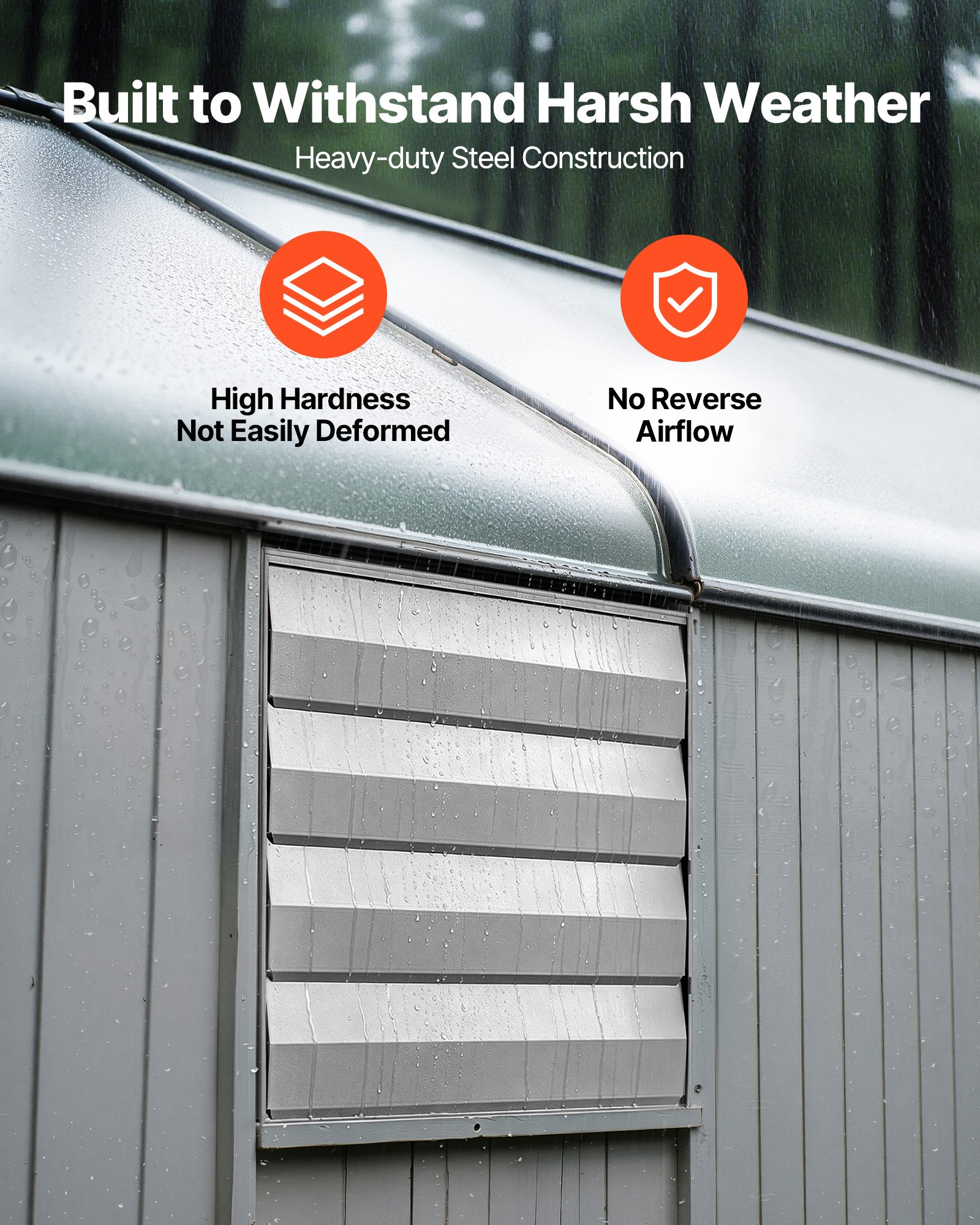VEVOR 20 Inch Shutter Exhaust Fan Wall Mounted Automatic Louvers Silver, Sturdy Steel Housing, Low Noise, AC Motor, 4499 CFM Ventilation and Cooling for Attic, Garage, Barn, Greenhouse, Workshop