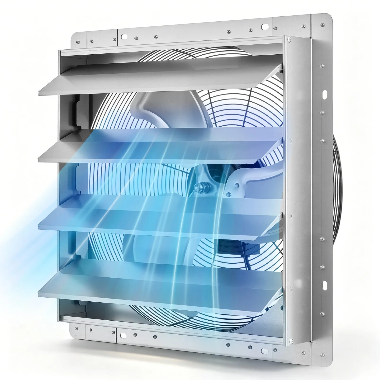 VEVOR 20 Inch Shutter Exhaust Fan Wall Mounted Automatic Louvers Silver, Sturdy Steel Housing, Low Noise, AC Motor, 4499 CFM Ventilation and Cooling for Attic, Garage, Barn, Greenhouse, Workshop