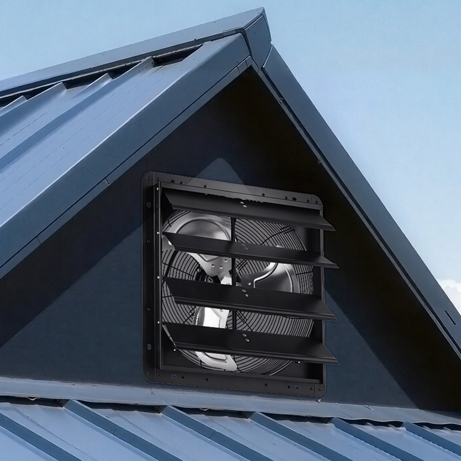VEVOR 18 inch Shutter Exhaust Fan Wall-Mount Variable Speed Temperature, Automatic Louvers Sturdy Steel Housing, Low Noise, Ventilation and Cooling for Attic, Garage, Barn, Greenhouse, Workshop