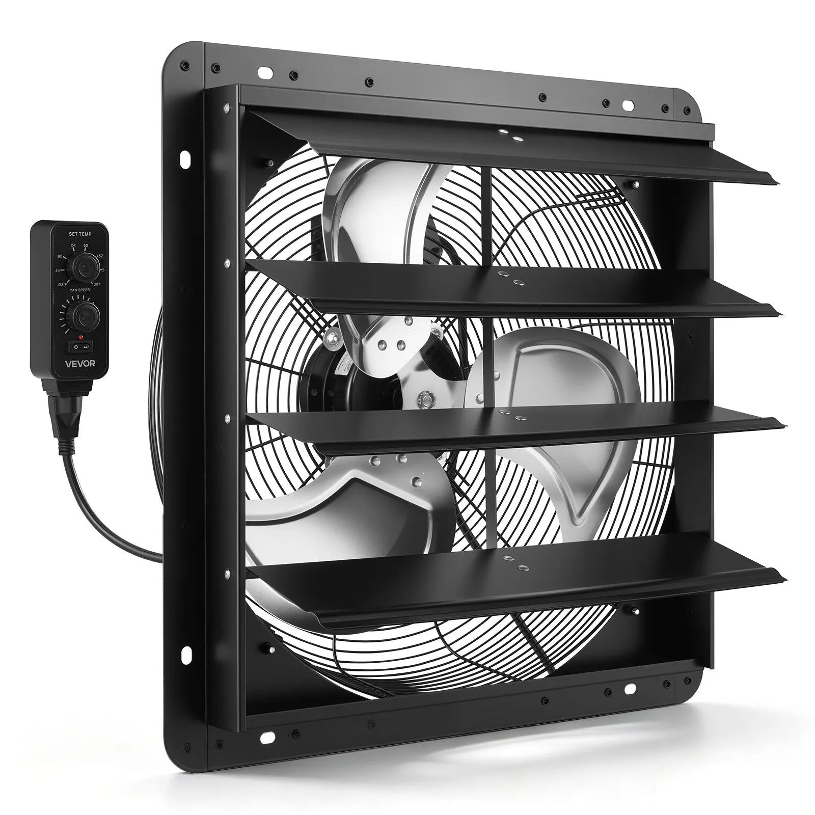 VEVOR 18 inch Shutter Exhaust Fan Wall-Mount Variable Speed Temperature, Automatic Louvers Sturdy Steel Housing, Low Noise, Ventilation and Cooling for Attic, Garage, Barn, Greenhouse, Workshop