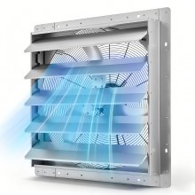 VEVOR 24 Inch Shutter Exhaust Fan Wall Mounted Automatic Louvers Silver, Sturdy Steel Housing, Low Noise, AC Motor, 7030 CFM Ventilation and Cooling for Attic, Garage, Barn, Greenhouse, Workshop