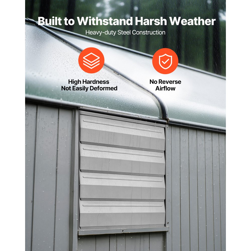 VEVOR 16 Inch Shutter Exhaust Fan Wall Mounted Automatic Louvers Silver, Sturdy Steel Housing, 2438 CFM Low Noise, AC Motor, Ventilation and Cooling for Attic, Garage, Barn, Greenhouse, Workshop