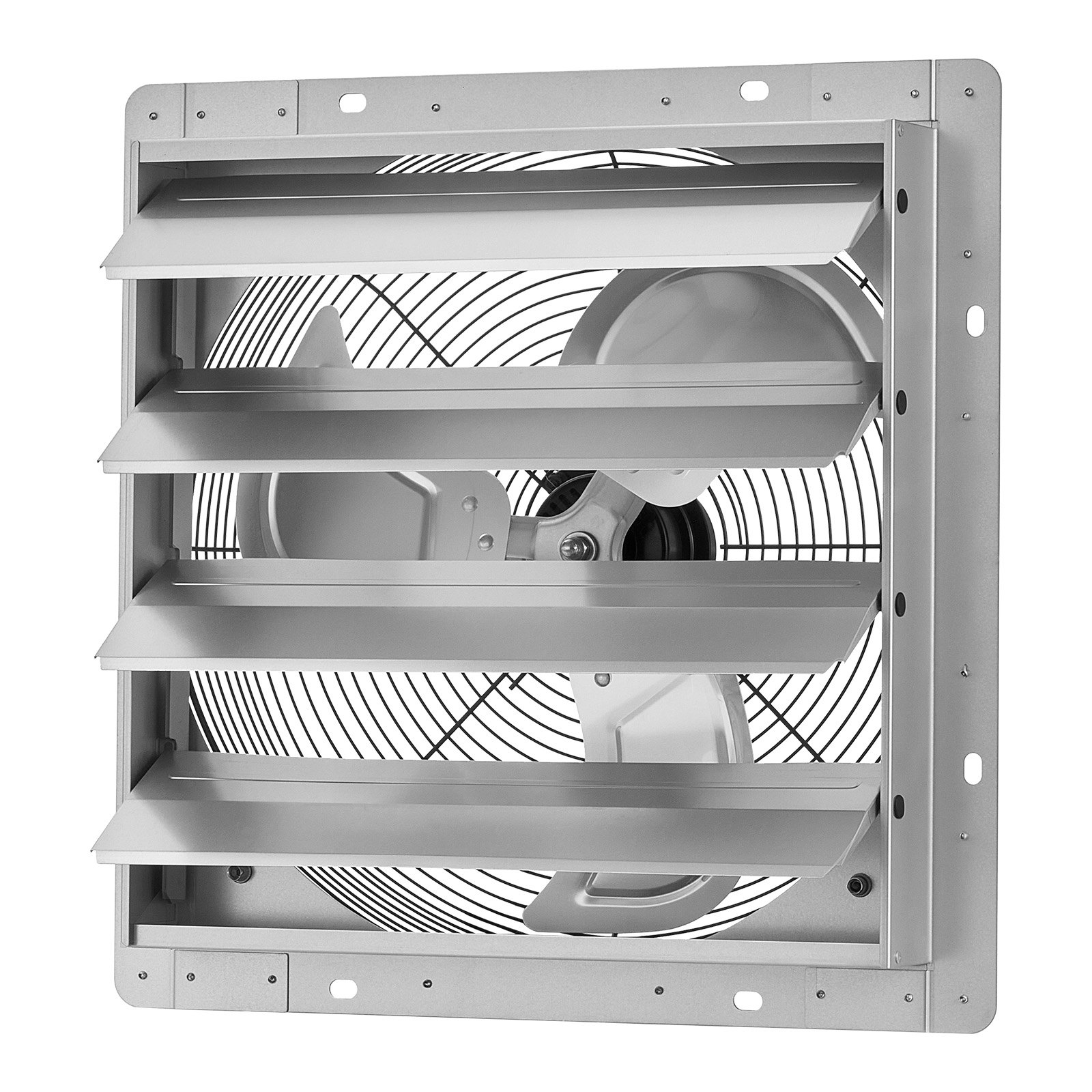 VEVOR 16 Inch Shutter Exhaust Fan Wall Mounted Automatic Louvers Silver, Sturdy Steel Housing, 2438 CFM Low Noise, AC Motor, Ventilation and Cooling for Attic, Garage, Barn, Greenhouse, Workshop
