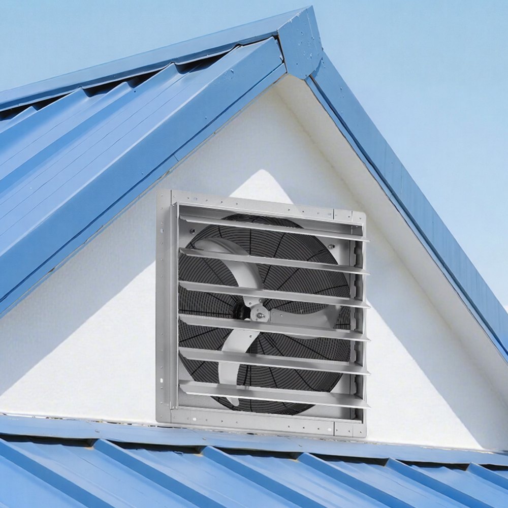 VEVOR 30 Inch Shutter Exhaust Fan Wall Mounted Automatic Louvers Silver, Sturdy Steel Housing, Low Noise, AC Motor, 8099 CFM Ventilation and Cooling for Attic, Garage, Barn, Greenhouse, Workshop