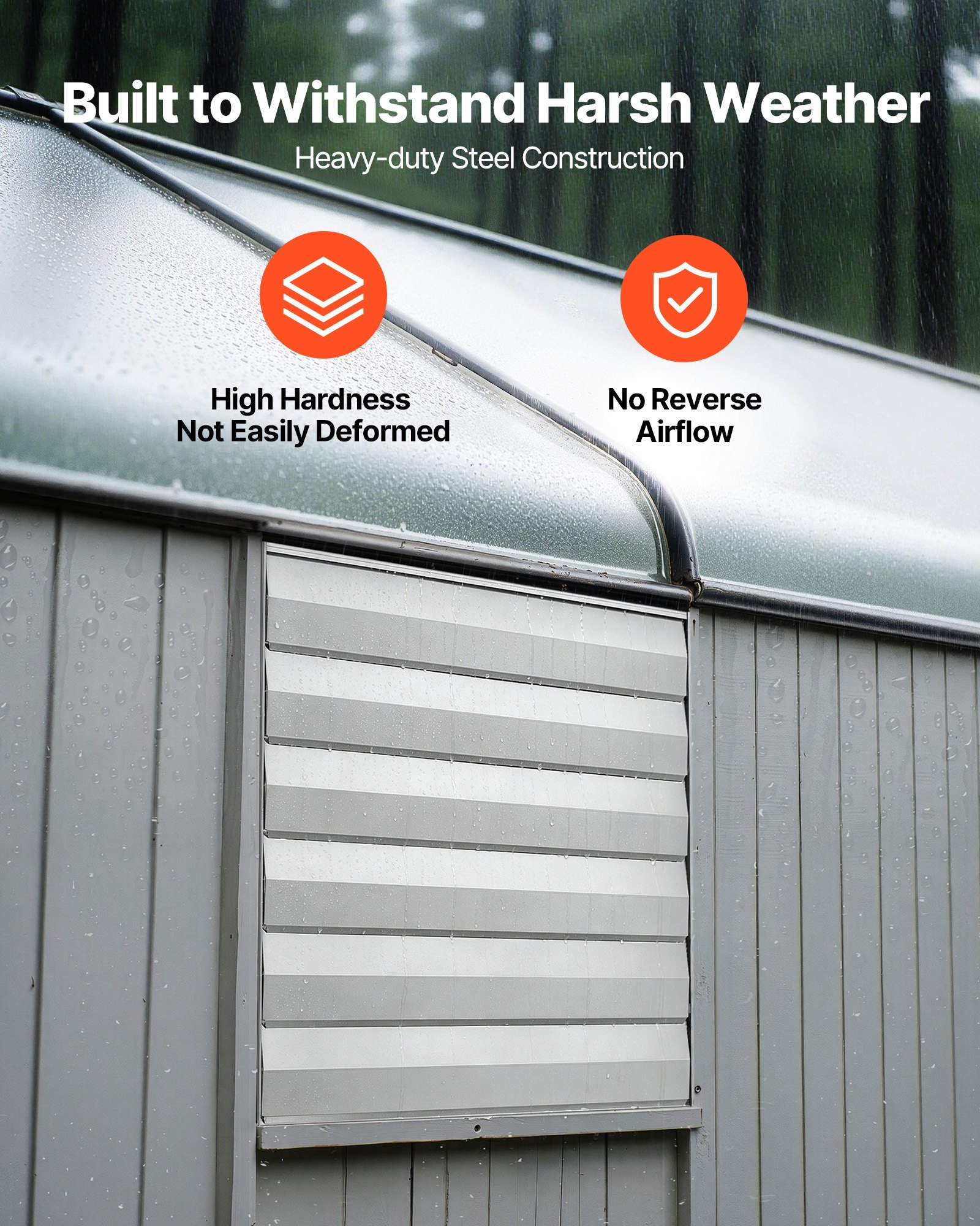VEVOR 30 Inch Shutter Exhaust Fan Wall Mounted Automatic Louvers Silver, Sturdy Steel Housing, Low Noise, AC Motor, 8099 CFM Ventilation and Cooling for Attic, Garage, Barn, Greenhouse, Workshop