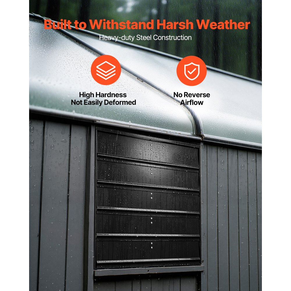 VEVOR 24 Inch Shutter Exhaust Fan Wall Mounted Automatic Louvers EC Motor, Steel Housing, Temperature & Humidity Controller, Ventilation & Cooling for Attic, Garage, Barn, Greenhouse, Workshop, Black