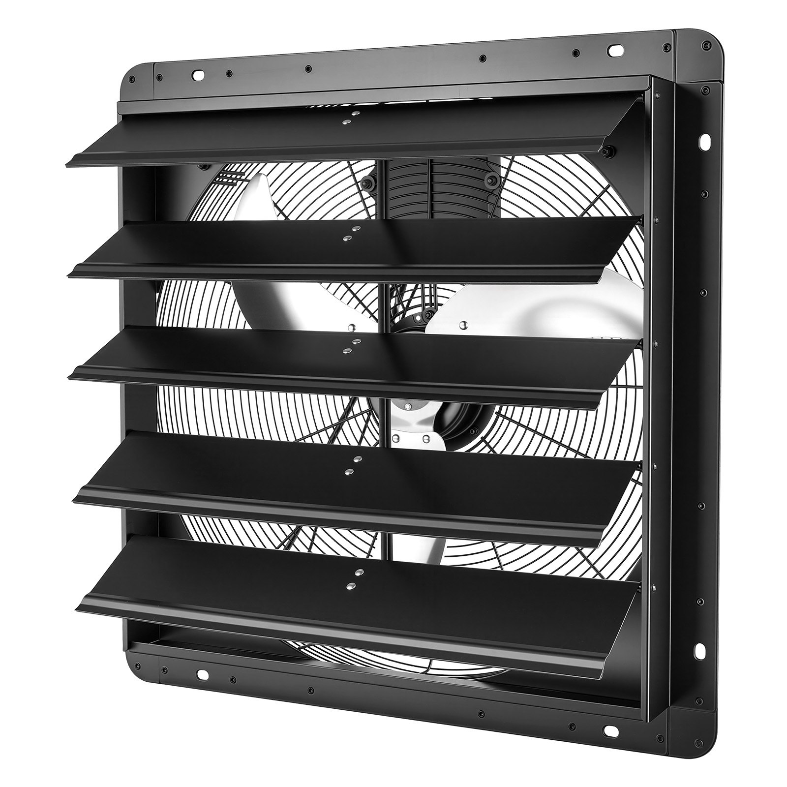 VEVOR 24 Inch Shutter Exhaust Fan Wall Mounted Automatic Louvers EC Motor, Steel Housing, Temperature & Humidity Controller, Ventilation & Cooling for Attic, Garage, Barn, Greenhouse, Workshop, Black