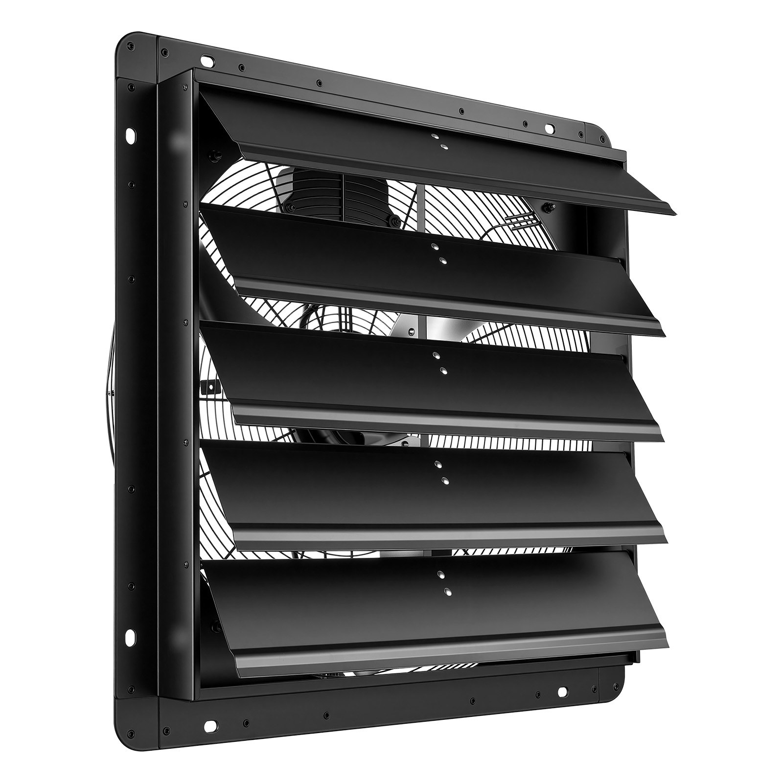 VEVOR 24 Inch Shutter Exhaust Fan Wall Mounted Automatic Louvers EC Motor, Steel Housing, Temperature & Humidity Controller, Ventilation & Cooling for Attic, Garage, Barn, Greenhouse, Workshop, Black