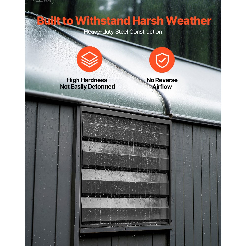 VEVOR 14 Inch Shutter Exhaust Fan Wall Mounted Automatic Louvers EC Motor, Steel Housing, Temperature & Humidity Controller, Ventilation & Cooling for Attic, Garage, Barn, Greenhouse, Workshop, Black