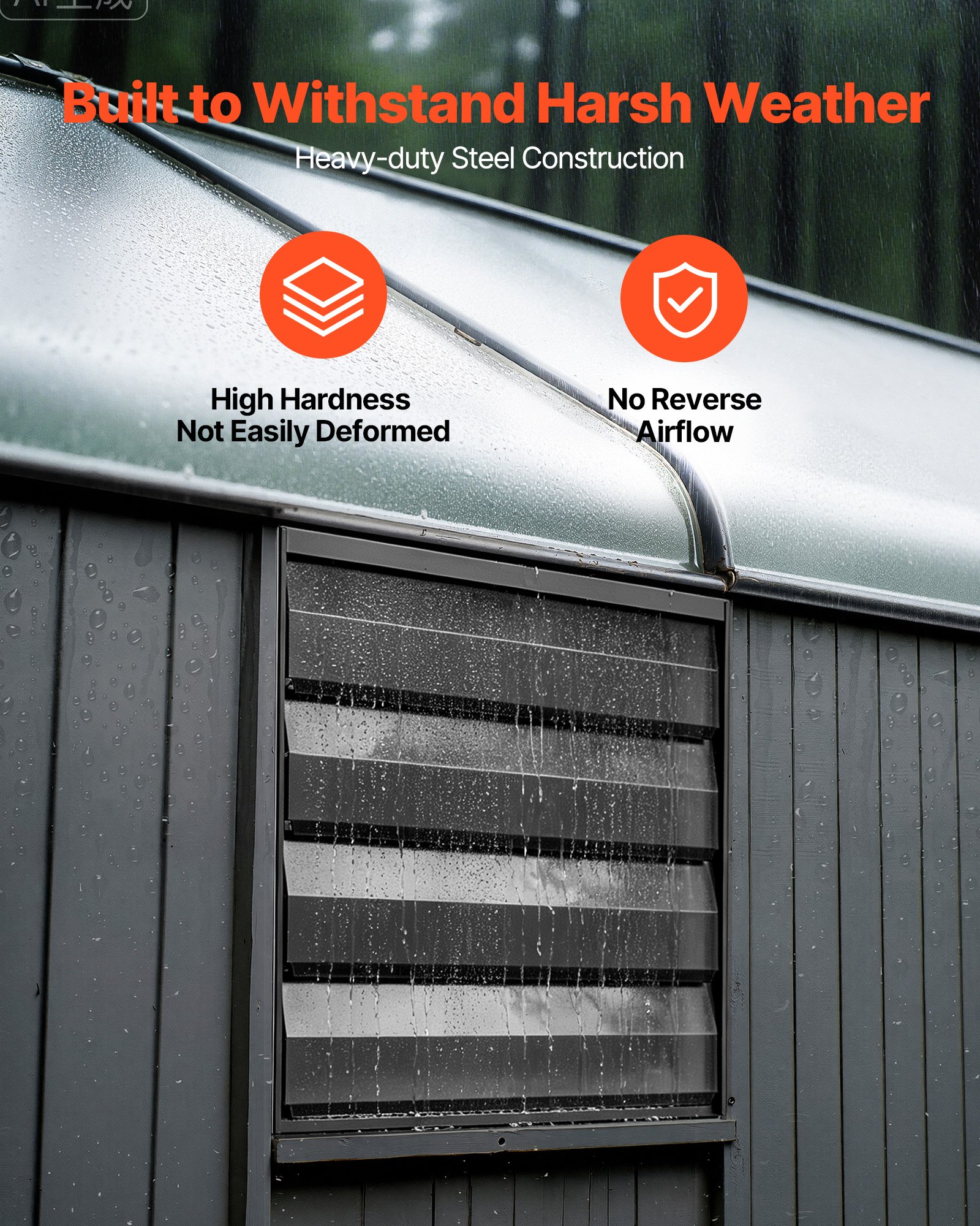 VEVOR 14 Inch Shutter Exhaust Fan Wall Mounted Automatic Louvers EC Motor, Steel Housing, Temperature & Humidity Controller, Ventilation & Cooling for Attic, Garage, Barn, Greenhouse, Workshop, Black