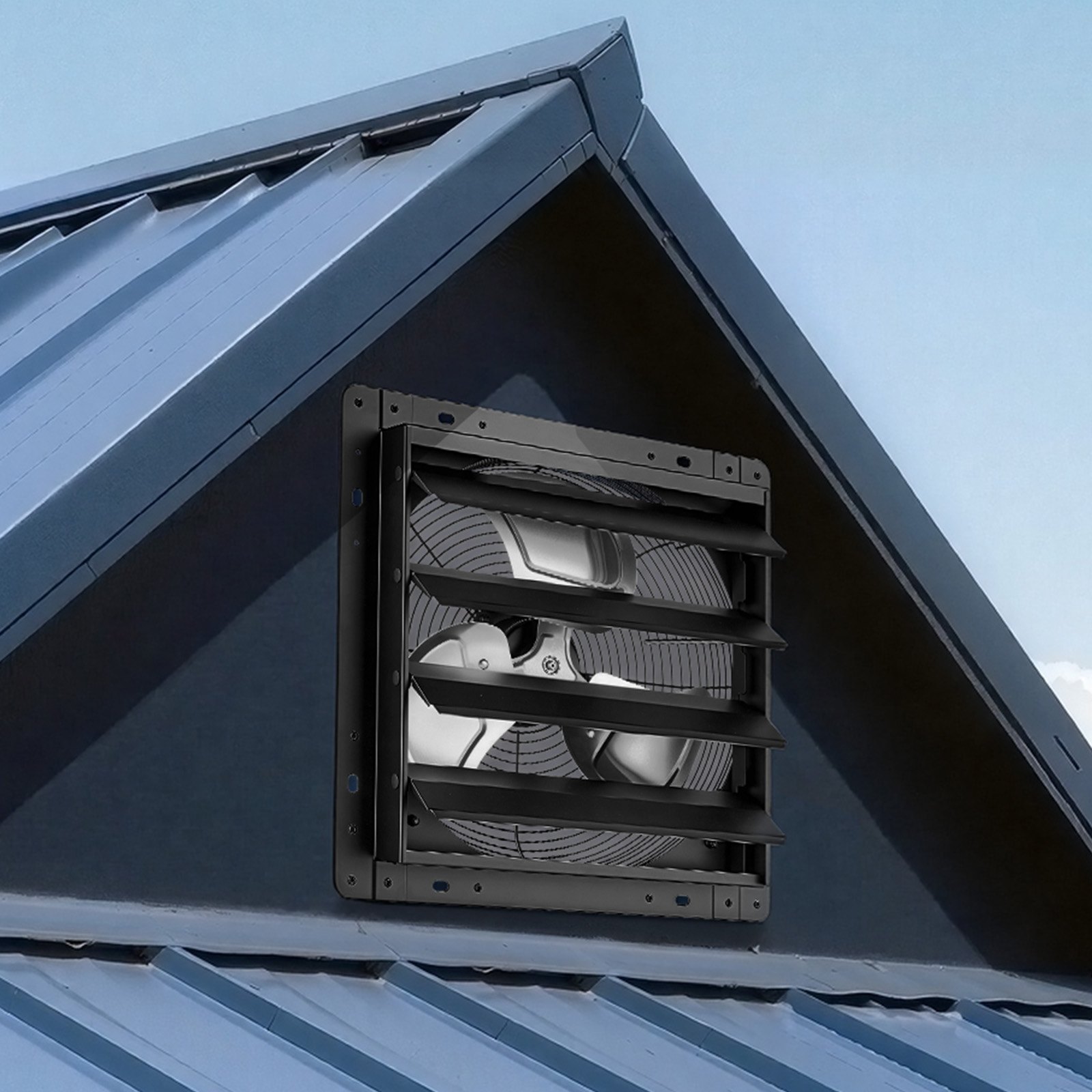 VEVOR 14 Inch Shutter Exhaust Fan Wall Mounted Automatic Louvers EC Motor, Steel Housing, Temperature & Humidity Controller, Ventilation & Cooling for Attic, Garage, Barn, Greenhouse, Workshop, Black
