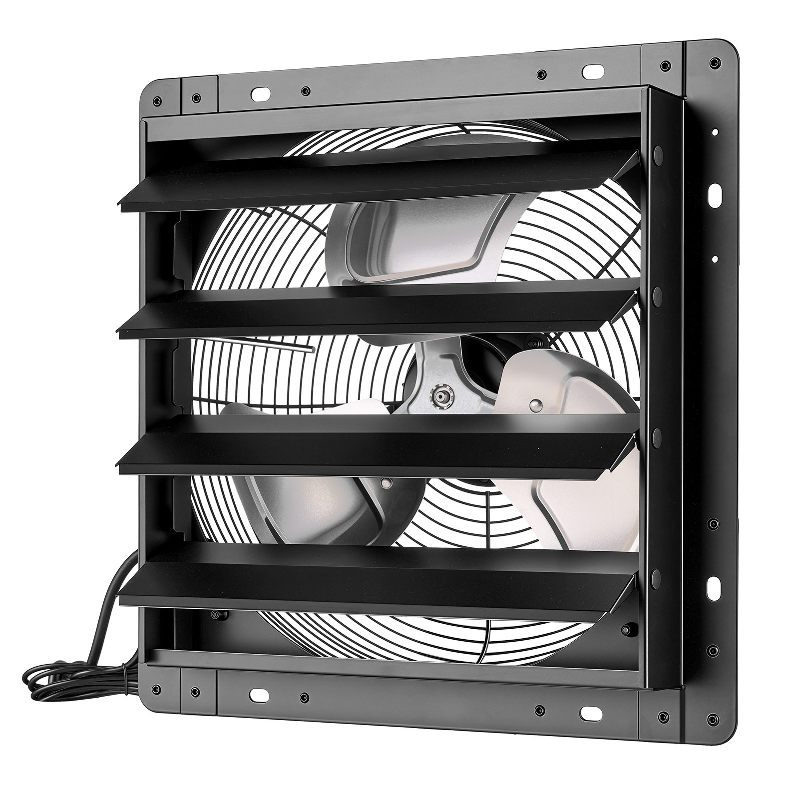 VEVOR 14 Inch Shutter Exhaust Fan Wall Mounted Automatic Louvers EC Motor, Steel Housing, Temperature & Humidity Controller, Ventilation & Cooling for Attic, Garage, Barn, Greenhouse, Workshop, Black