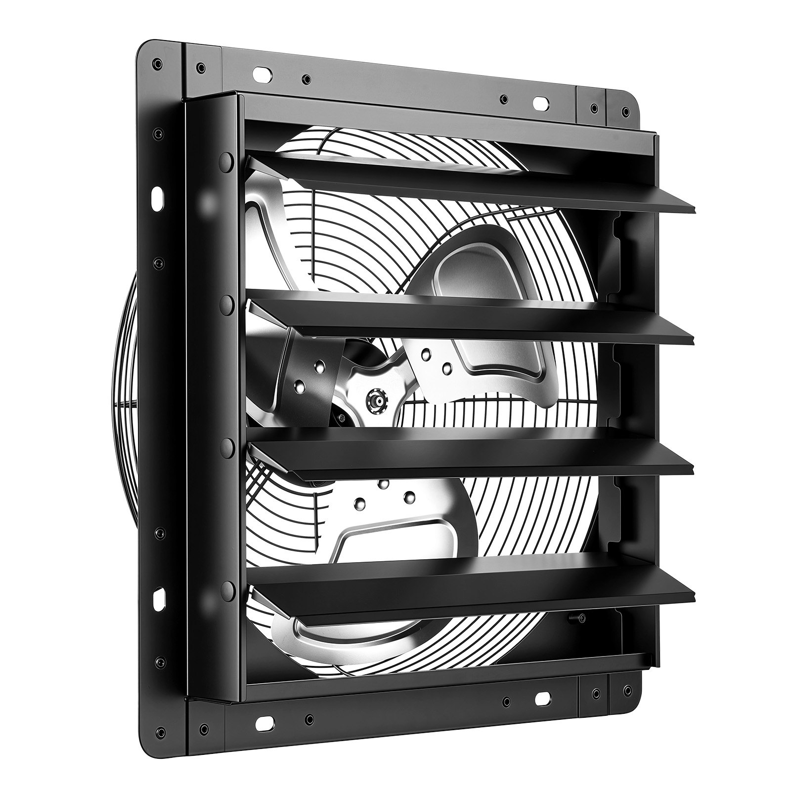 VEVOR 14 Inch Shutter Exhaust Fan Wall Mounted Automatic Louvers EC Motor, Steel Housing, Temperature & Humidity Controller, Ventilation & Cooling for Attic, Garage, Barn, Greenhouse, Workshop, Black