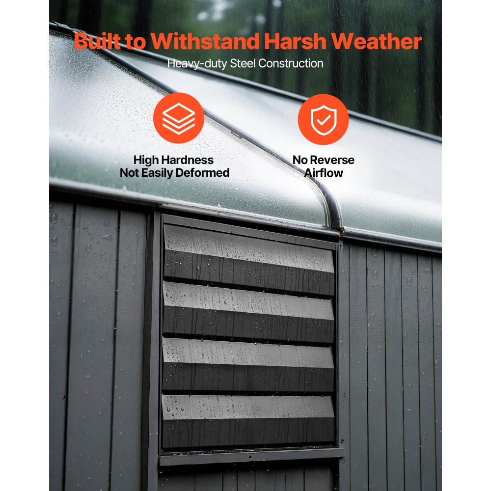 VEVOR 16 Inch Shutter Exhaust Fan Wall Mounted Automatic Louvers EC Motor, Steel Housing, Temperature & Humidity Controller, Ventilation & Cooling for Attic, Garage, Barn, Greenhouse, Workshop, Black