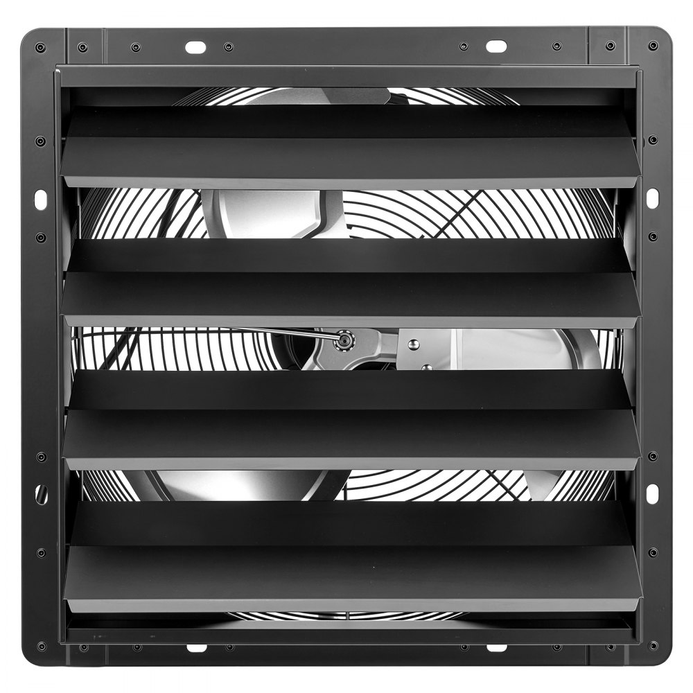 VEVOR 16 Inch Shutter Exhaust Fan Wall Mounted Automatic Louvers EC Motor, Steel Housing, Temperature & Humidity Controller, Ventilation & Cooling for Attic, Garage, Barn, Greenhouse, Workshop, Black