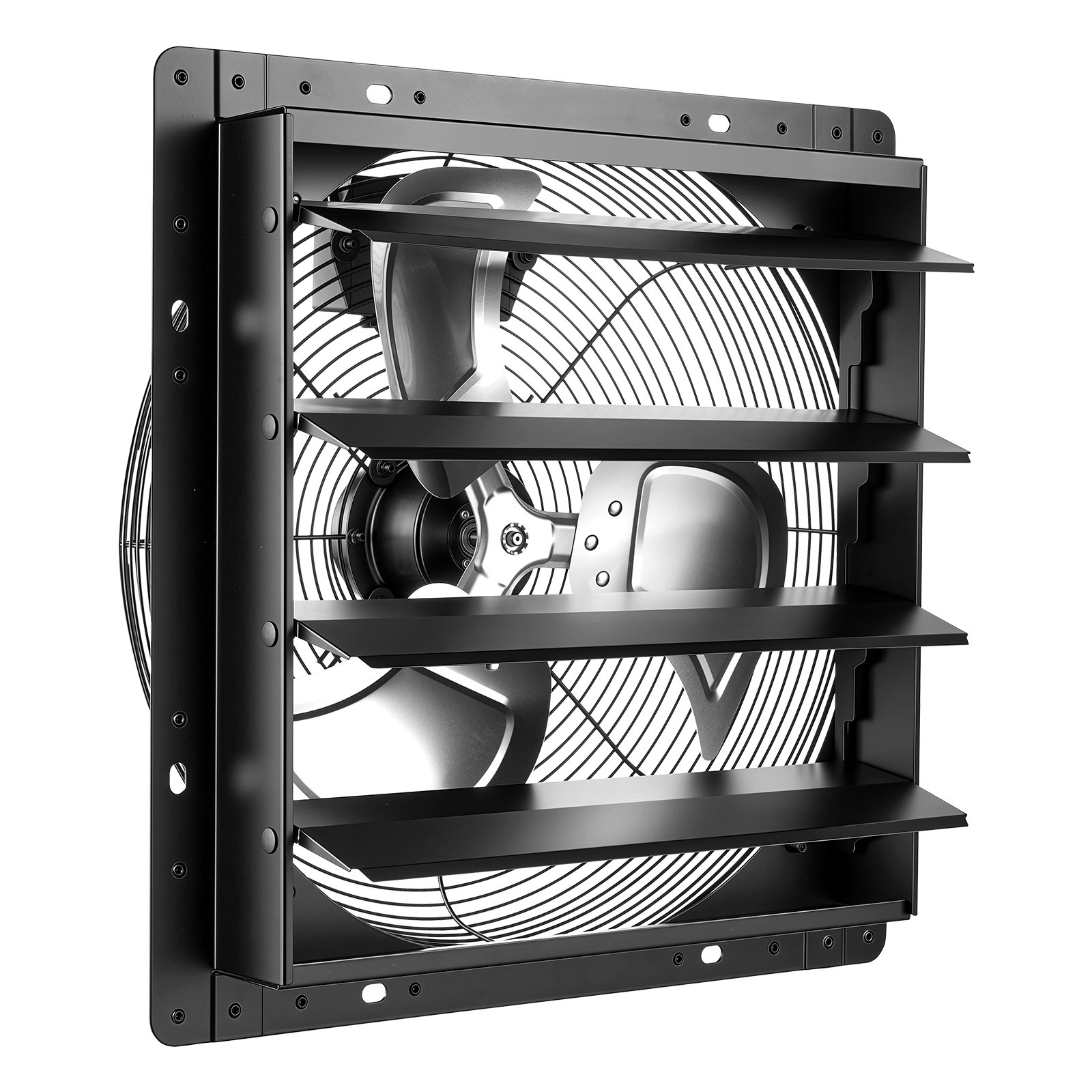 VEVOR 16 Inch Shutter Exhaust Fan Wall Mounted Automatic Louvers EC Motor, Steel Housing, Temperature & Humidity Controller, Ventilation & Cooling for Attic, Garage, Barn, Greenhouse, Workshop, Black