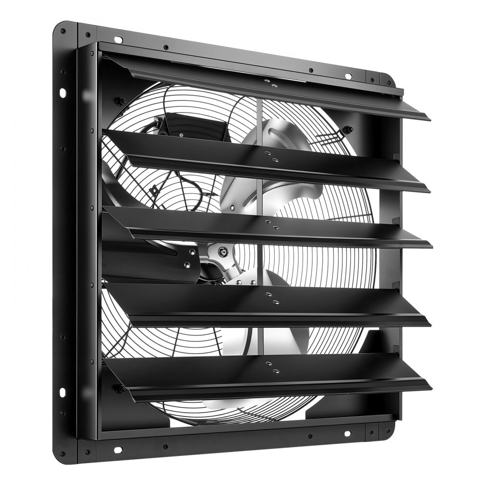 VEVOR 20 Inch Shutter Exhaust Fan Wall Mounted Automatic Louvers EC Motor, Steel Housing, Temperature & Humidity Controller, Ventilation & Cooling for Attic, Garage, Barn, Greenhouse, Workshop, Black