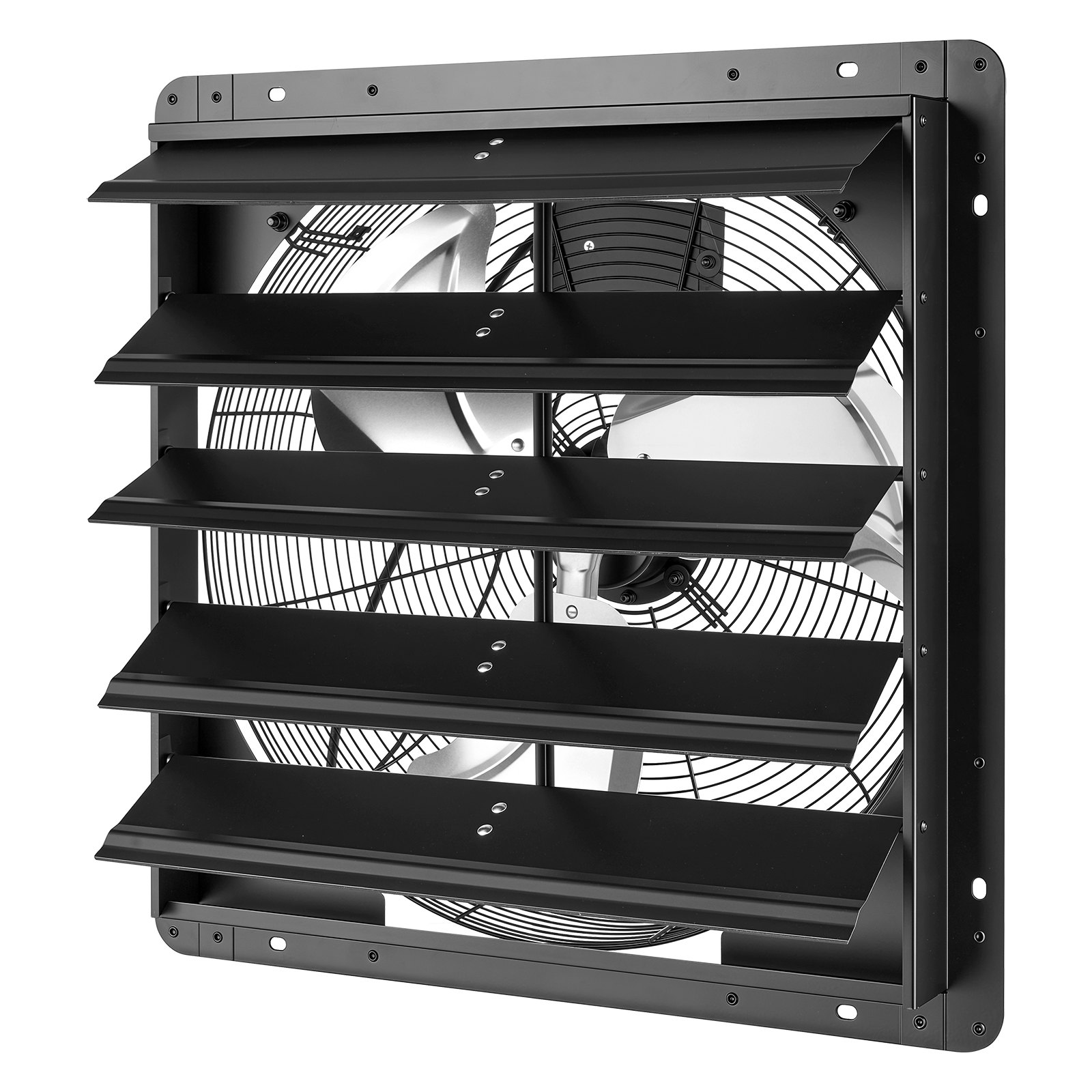 VEVOR 20 Inch Shutter Exhaust Fan Wall Mounted Automatic Louvers EC Motor, Steel Housing, Temperature & Humidity Controller, Ventilation & Cooling for Attic, Garage, Barn, Greenhouse, Workshop, Black