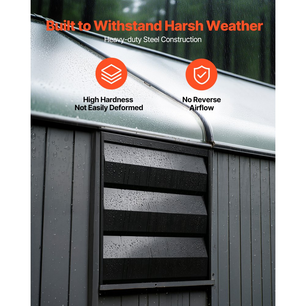 VEVOR 12 Inch Shutter Exhaust Fan Wall Mounted Automatic Louvers EC Motor, Steel Housing, Temperature & Humidity Controller, Ventilation & Cooling for Attic, Garage, Barn, Greenhouse, Workshop, Black