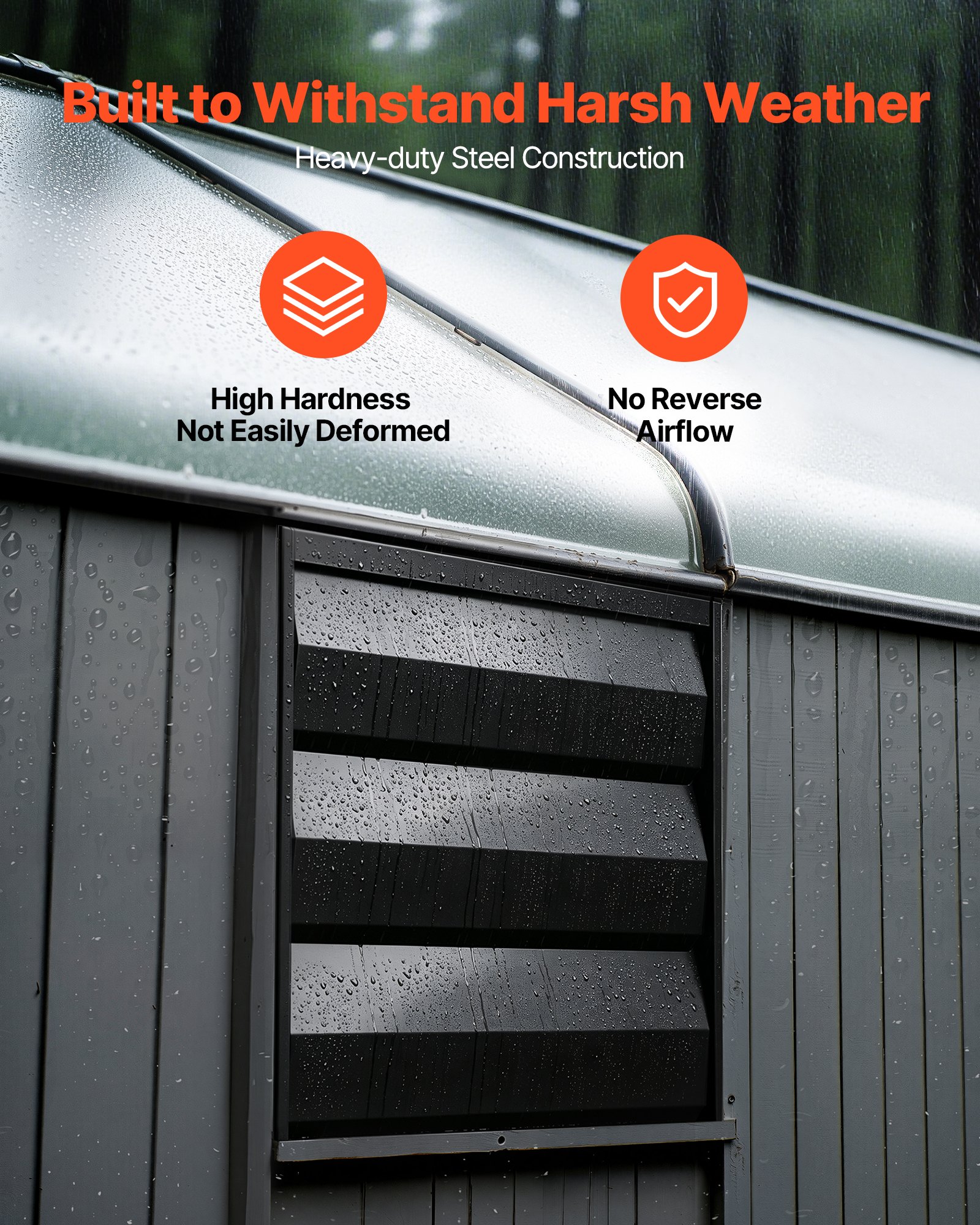 VEVOR 12 Inch Shutter Exhaust Fan Wall Mounted Automatic Louvers EC Motor, Steel Housing, Temperature & Humidity Controller, Ventilation & Cooling for Attic, Garage, Barn, Greenhouse, Workshop, Black