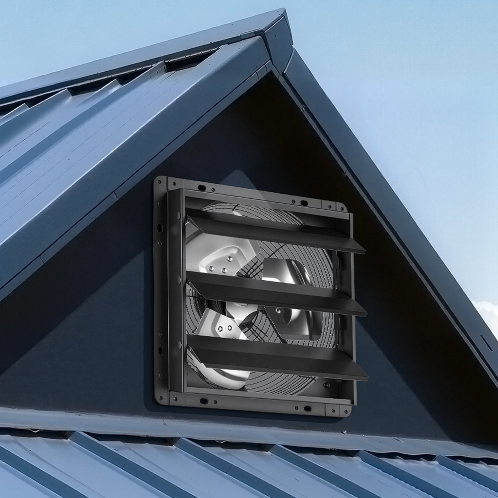 VEVOR 12 Inch Shutter Exhaust Fan Wall Mounted Automatic Louvers EC Motor, Steel Housing, Temperature & Humidity Controller, Ventilation & Cooling for Attic, Garage, Barn, Greenhouse, Workshop, Black