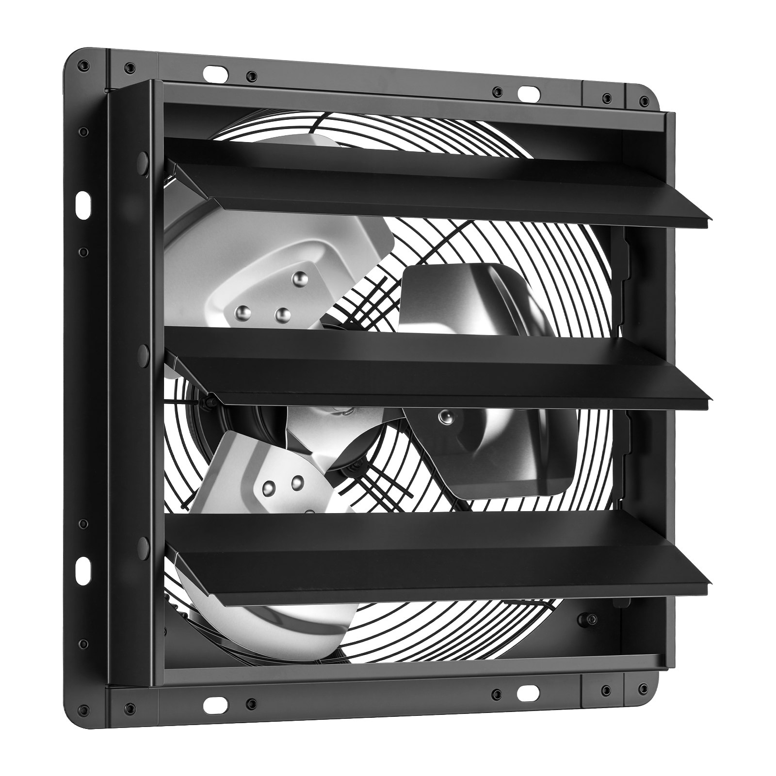 VEVOR 12 Inch Shutter Exhaust Fan Wall Mounted Automatic Louvers EC Motor, Steel Housing, Temperature & Humidity Controller, Ventilation & Cooling for Attic, Garage, Barn, Greenhouse, Workshop, Black