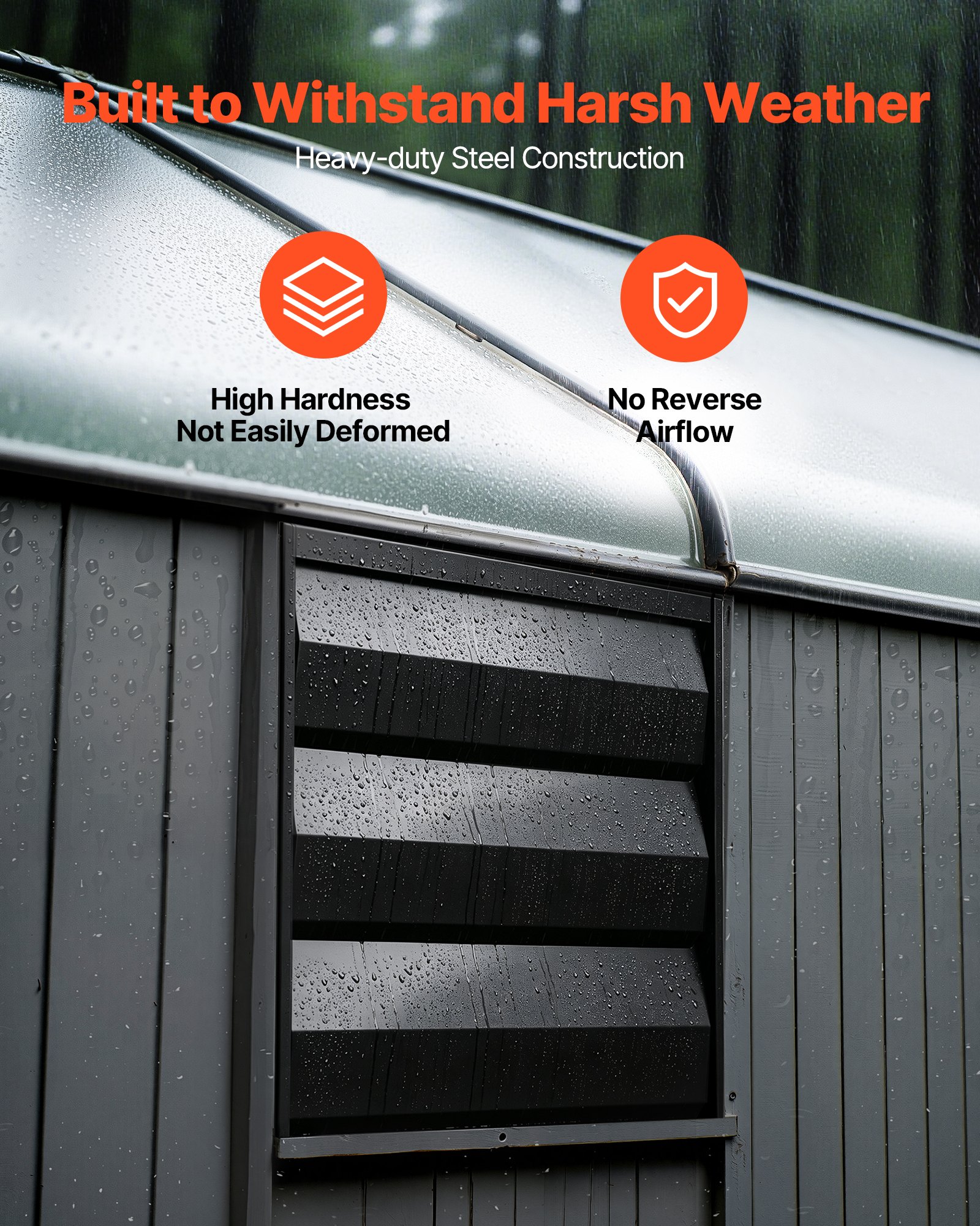 VEVOR 10 Inch Shutter Exhaust Fan Wall Mounted Automatic Louvers EC Motor, Steel Housing, Temperature & Humidity Controller, Ventilation & Cooling for Attic, Garage, Barn, Greenhouse, Workshop, Black