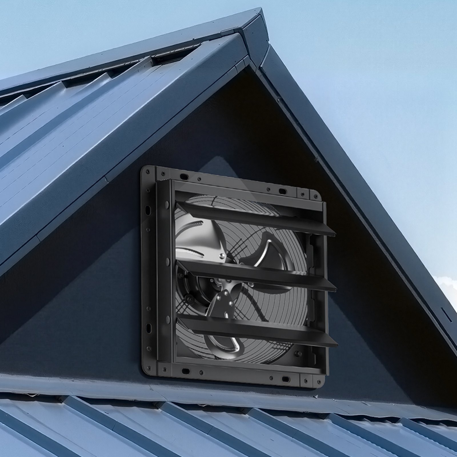 VEVOR 10 Inch Shutter Exhaust Fan Wall Mounted Automatic Louvers EC Motor, Steel Housing, Temperature & Humidity Controller, Ventilation & Cooling for Attic, Garage, Barn, Greenhouse, Workshop, Black