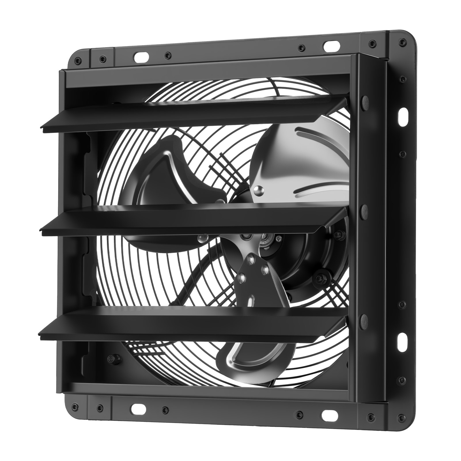 VEVOR 10 Inch Shutter Exhaust Fan Wall Mounted Automatic Louvers EC Motor, Steel Housing, Temperature & Humidity Controller, Ventilation & Cooling for Attic, Garage, Barn, Greenhouse, Workshop, Black
