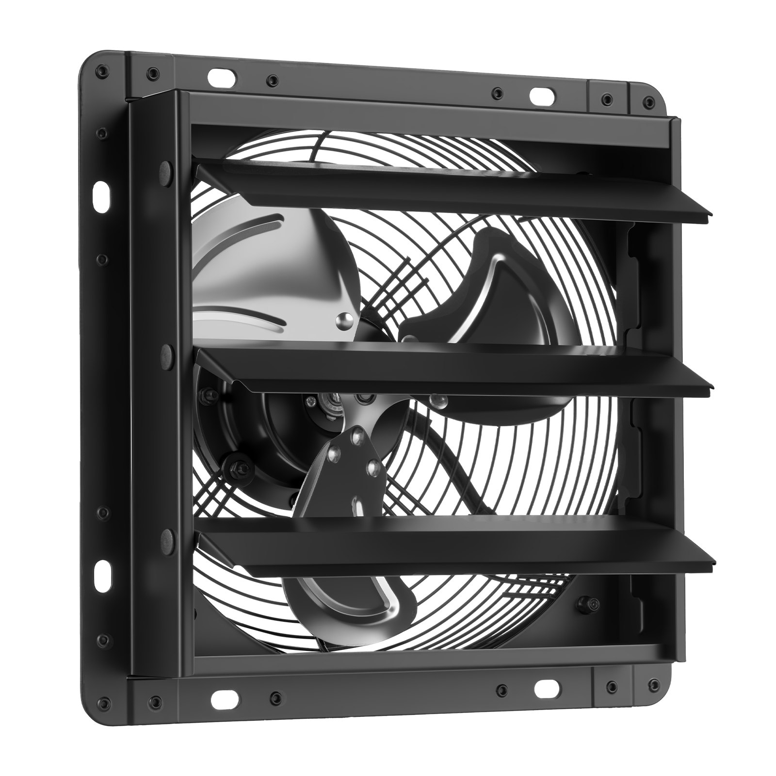 VEVOR 10 Inch Shutter Exhaust Fan Wall Mounted Automatic Louvers EC Motor, Steel Housing, Temperature & Humidity Controller, Ventilation & Cooling for Attic, Garage, Barn, Greenhouse, Workshop, Black