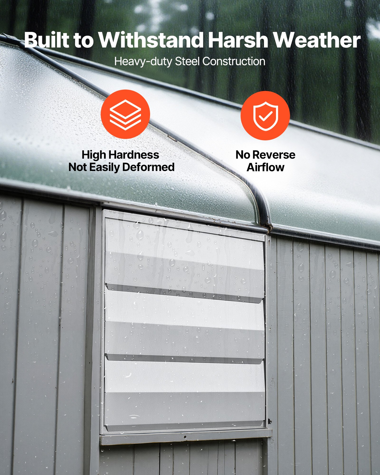 VEVOR 312 mm Shutter Exhaust Fan Wall Mounted 1250 CFM Automatic Louvers, Sturdy Steel Housing, Low Noise, AC Motor, Ventilation and Cooling for Attic, Garage, Barn, Greenhouse, Workshop, Silver