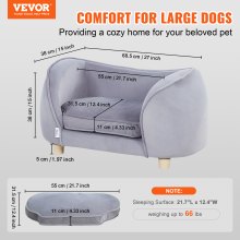 VEVOR Pet Sofa, Dog Couch for Small Dogs and Cats, 27x15x15 inch Soft Velvety Dog Sofa Bed, 30 kg Loading Cat Sofa, Dark Grey